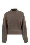 Brunello Cucinelli Women Cashmere And Wool Turtleneck Sweater In Brown