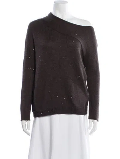 Pre-owned Brunello Cucinelli Cashmere Asymmetrical Sweater In Brown