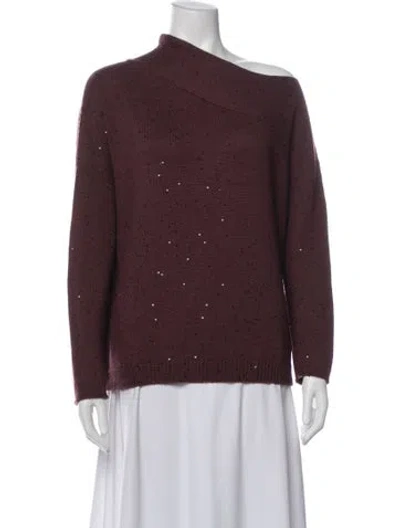 Pre-owned Brunello Cucinelli Cashmere Asymmetrical Sweater In Burgundy
