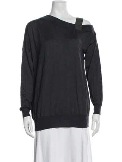 Pre-owned Brunello Cucinelli Cashmere Asymmetrical Top In Blue