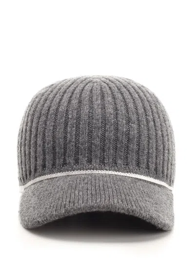 Brunello Cucinelli Cashmere Baseball Hat In Gray