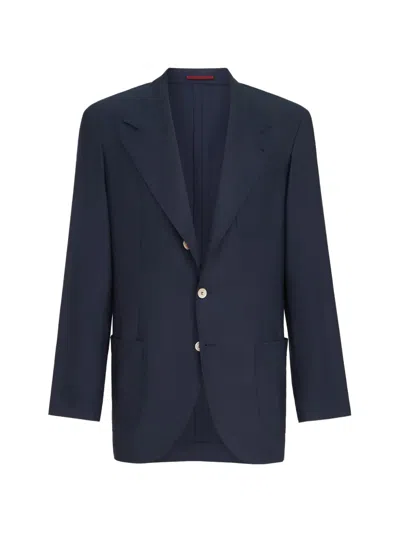 Brunello Cucinelli Cashmere Batavia Deconstructed Blazer With Patch Pockets In Blue
