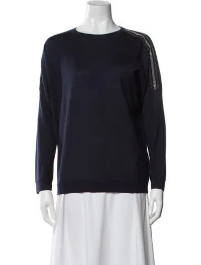 Pre-owned Brunello Cucinelli Cashmere Bateau Neckline Sweater In Blue