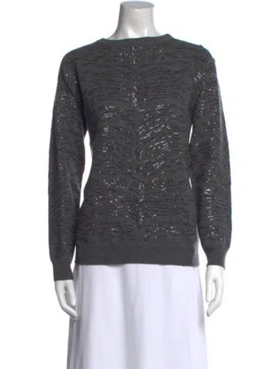 Pre-owned Brunello Cucinelli Cashmere Bateau Neckline Sweater In Gray