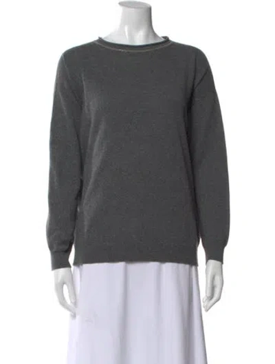 Pre-owned Brunello Cucinelli Cashmere Bateau Neckline Sweater In Gray