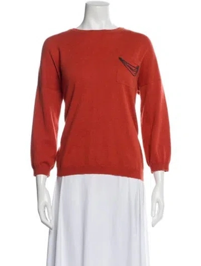 Pre-owned Brunello Cucinelli Cashmere Bateau Neckline Sweater In Orange