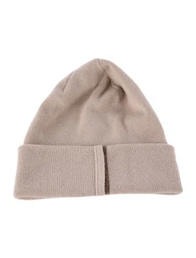 Pre-owned Brunello Cucinelli Cashmere Beaded Beanie W/tags In Neutral