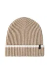 Brunello Cucinelli Contrasting-stripe Ribbed Beanie In Brown