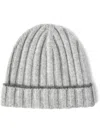 Brunello Cucinelli Cashmere Rib Knit Beanie In Grey