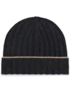 Brunello Cucinelli Cashmere Rib Knit Beanie In Grey