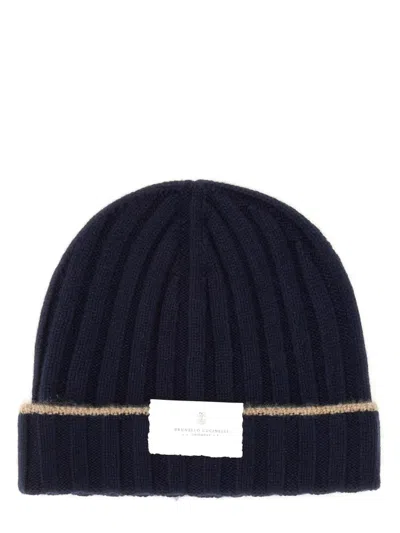 Brunello Cucinelli Cashmere Beanie Hat In Blue