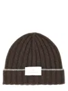 Brunello Cucinelli Ribbed-knit Logo-patch Beanie Hat In Brown