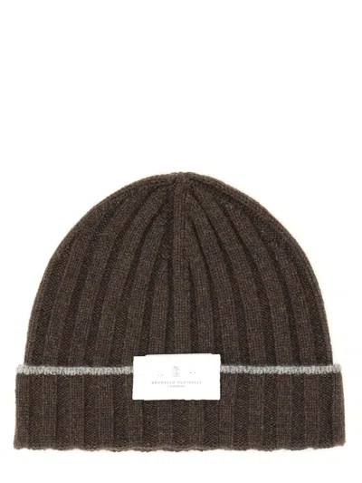 Brunello Cucinelli Cashmere Beanie Hat In Brown