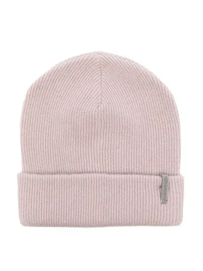 Brunello Cucinelli Kids' Cashmere Beanie Hat In Nude
