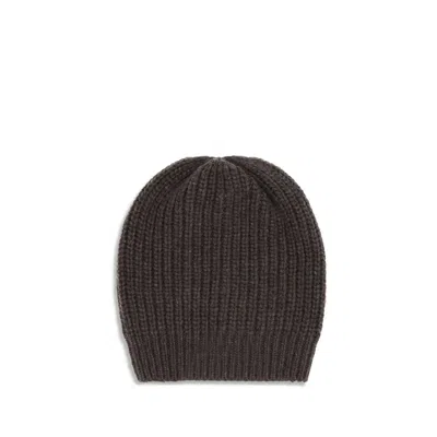 Brunello Cucinelli Cashmere Beanie Women's Hat In Brown