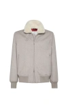 Brunello Cucinelli Cashmere Beaver Bomber Jacket In Gray