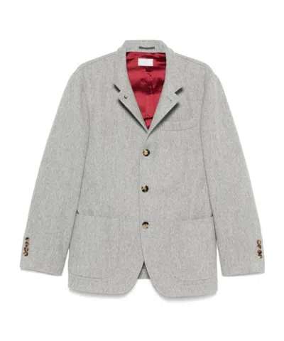 Brunello Cucinelli Cashmere Blazer In Gray