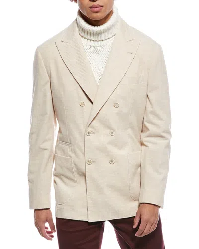Brunello Cucinelli Cashmere-blend Corduroy Blazer In Neutral