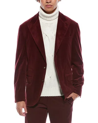 Brunello Cucinelli Cashmere-blend Corduroy Blazer In Burgundy