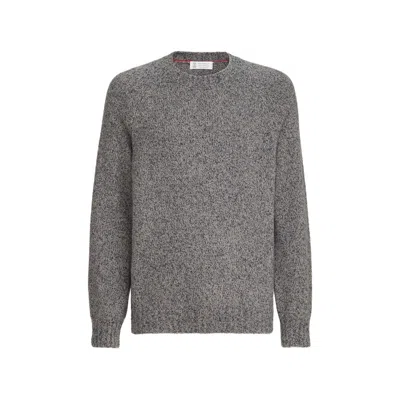 Brunello Cucinelli Cashmere Blend Crew Neck Sweater In Animal Print