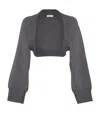 Brunello Cucinelli Cashmere-blend Cropped Cardigan In Gray