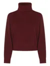 Brunello Cucinelli Cashmere Blend English Ribbed Turtleneck Sweater In Red