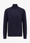 Brunello Cucinelli Cashmere-blend High-neck Sweater In Blue