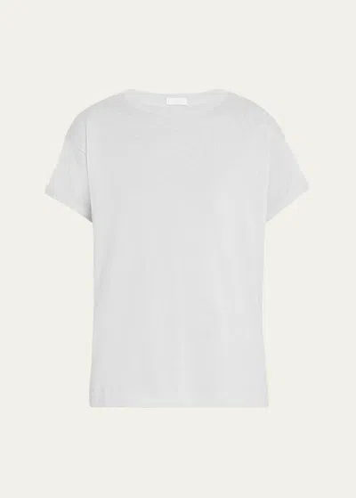 Brunello Cucinelli Cashmere-blend Knit Lurex T-shirt In C101 Black
