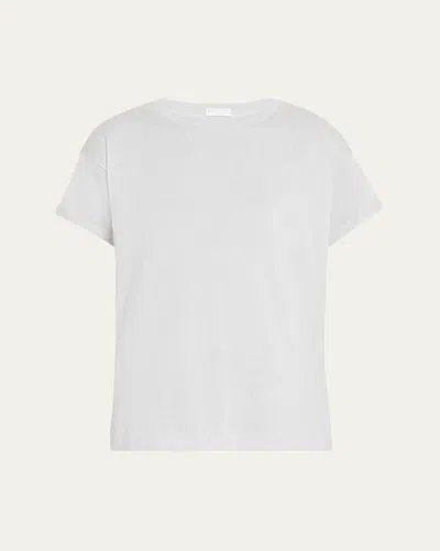 Brunello Cucinelli Cashmere-blend Knit Lurex T-shirt In C9443 Warm White