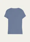 Brunello Cucinelli Cashmere-blend Knit Lurex T-shirt In C9648 Steel Blue
