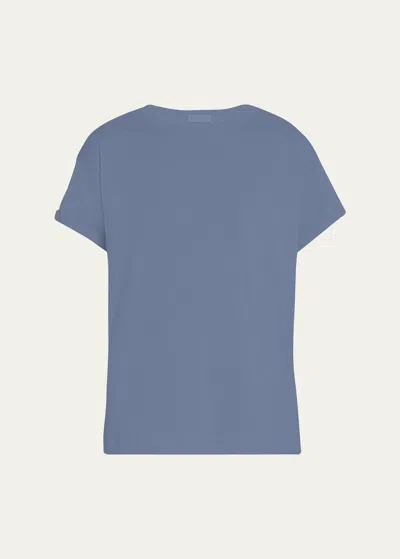 Brunello Cucinelli Cashmere-blend Knit Lurex T-shirt In C9648 Steel Blue