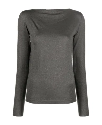 Brunello Cucinelli Cashmere-blend Knit Top In Gray