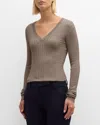 Brunello Cucinelli Cashmere-blend Lurex Ribbed Knit Top In C067 Desert