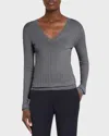Brunello Cucinelli Cashmere-blend Lurex Ribbed Knit Top In C9510 Grigio