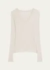 Brunello Cucinelli Cashmere-blend Lurex Ribbed Knit Top In C9610 Madreperla