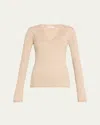 Brunello Cucinelli Cashmere-blend Lurex Ribbed Knit Top In Desert