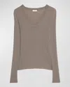 Brunello Cucinelli Cashmere-blend Lurex Ribbed Knit Top In Desert