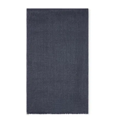 Brunello Cucinelli Cashmere-blend Metallic Scarf In Blue