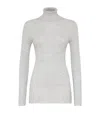 Brunello Cucinelli Cashmere-silk Glitter Turtleneck Sweater In Grey