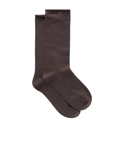 Brunello Cucinelli Cashmere-blend Socks In Brown