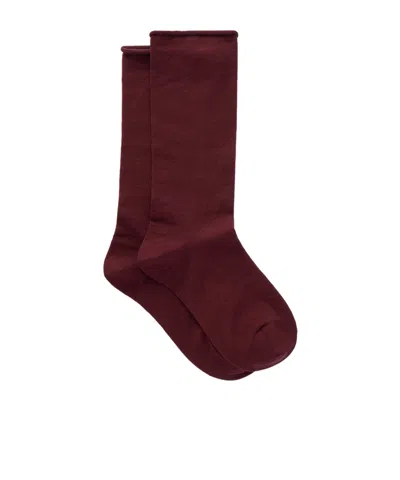 Brunello Cucinelli Cashmere-blend Socks In Burgundy