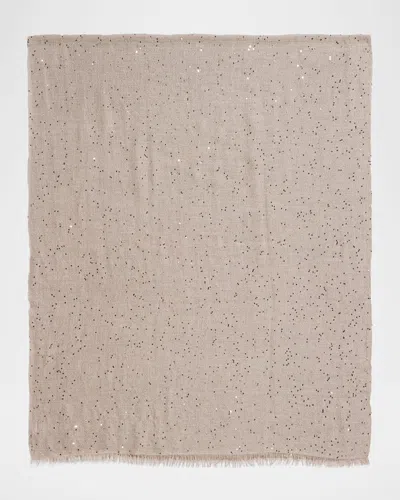 Brunello Cucinelli Cashmere-blend Speckled Scarf In Brown