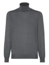Brunello Cucinelli Turtleneck Fine Knit Long Sleeve Sweater In Gray