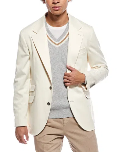 Brunello Cucinelli Cashmere-blend Twill Blazer In Neutral