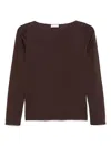 Brunello Cucinelli Cashmere Boat-neck Sweater Ribbed Texture In Brown