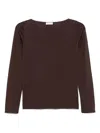 Brunello Cucinelli Cashmere Boat-neck Sweater Ribbed Texture In Brown
