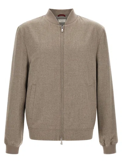 Brunello Cucinelli Cashmere Bomber Jacket In Neutral