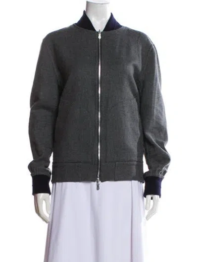 Pre-owned Brunello Cucinelli Cashmere Bomber Jacket In Gray