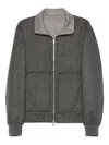 Brunello Cucinelli Check-pattern Zip-up Bomber Jacket In Green