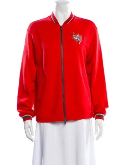 Pre-owned Brunello Cucinelli Cashmere Bomber Jacket In Red